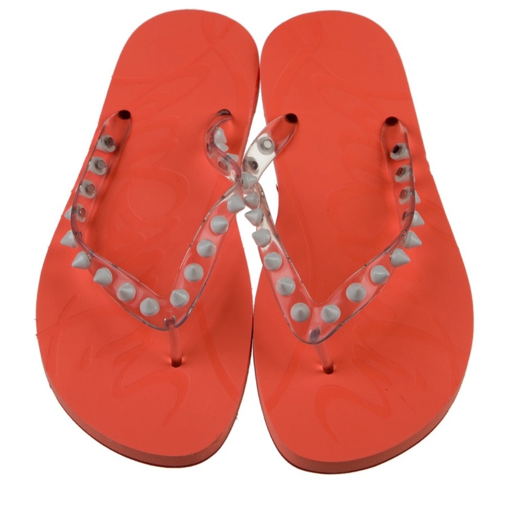 Christian Louboutin Spike Accents Rubber Flip Flops